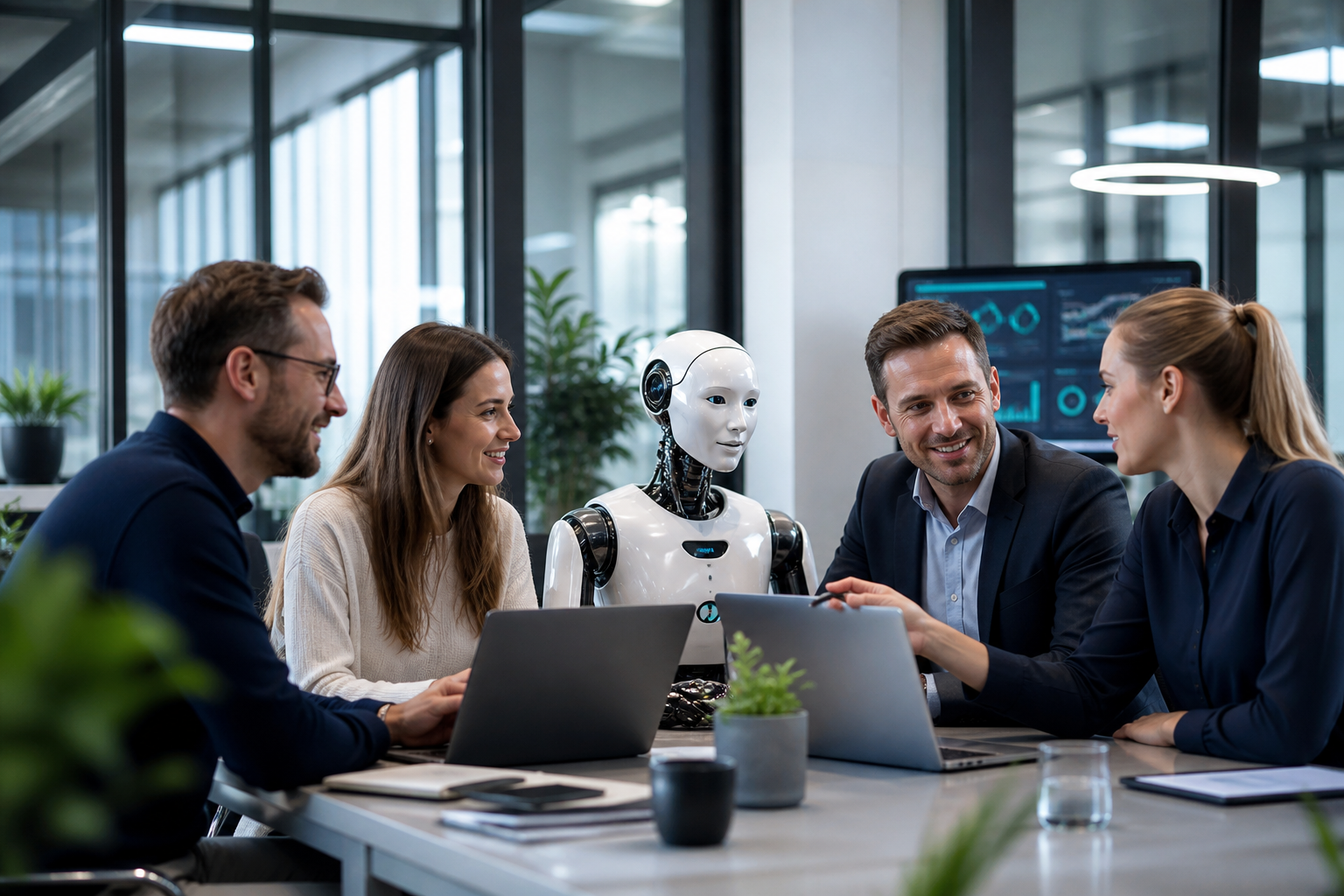 mendex.ai Team bei der Zusammenarbeit mit KI-Technologie